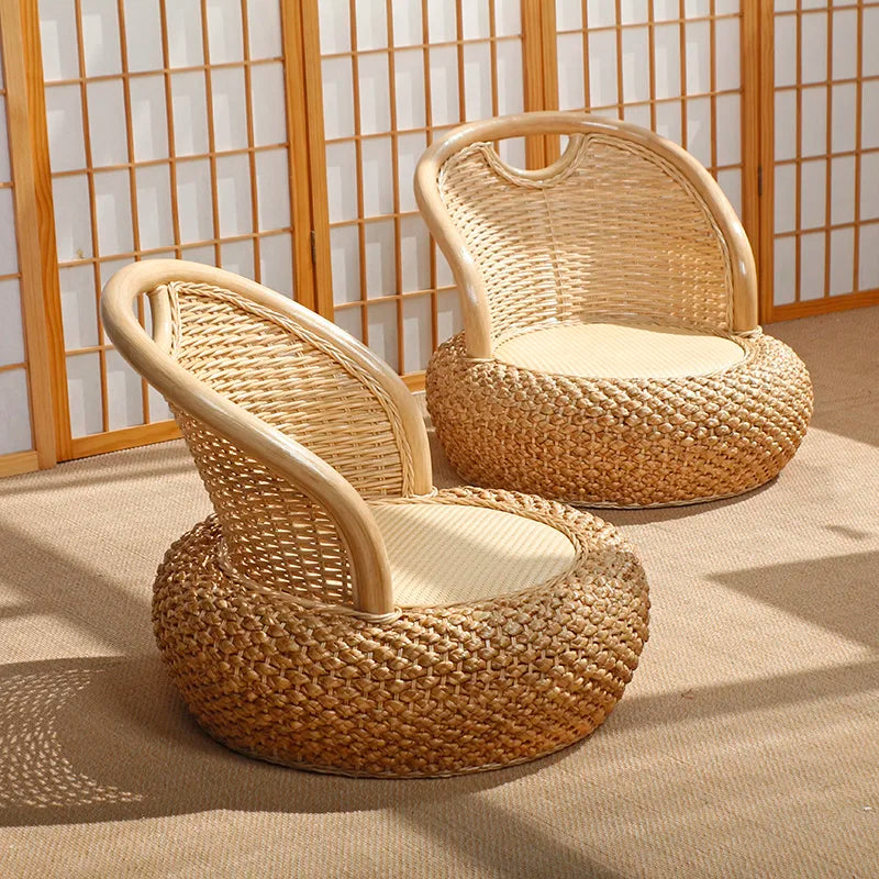 Chaise basse en rotin style Japonais