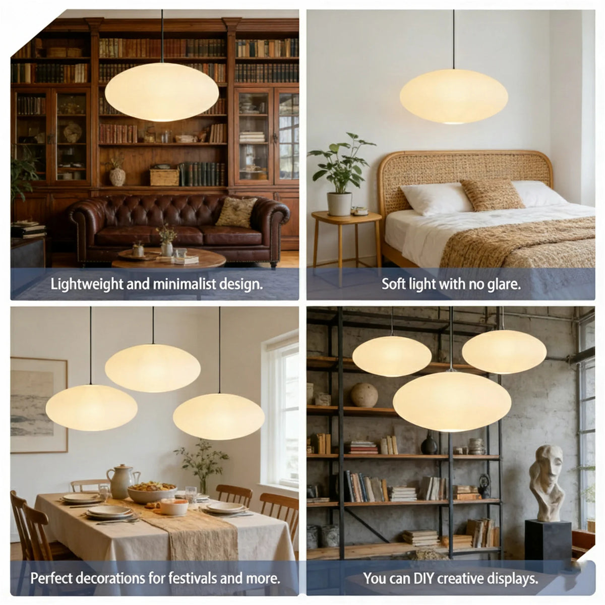 2pcs White Oval Paper Lantern Lampshade Chinese Foldable Ceiling Light Lampshade Hanging Home Decor for Living Room Bedroom