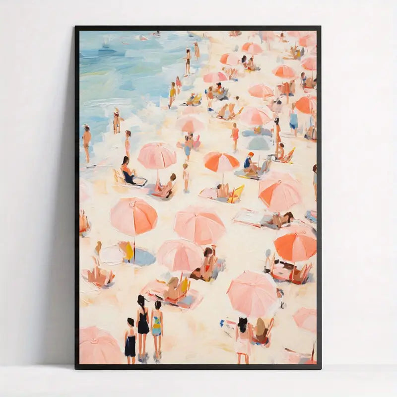 Canvas murale impression Tableau - OceanVibe™ - Parasols Roses