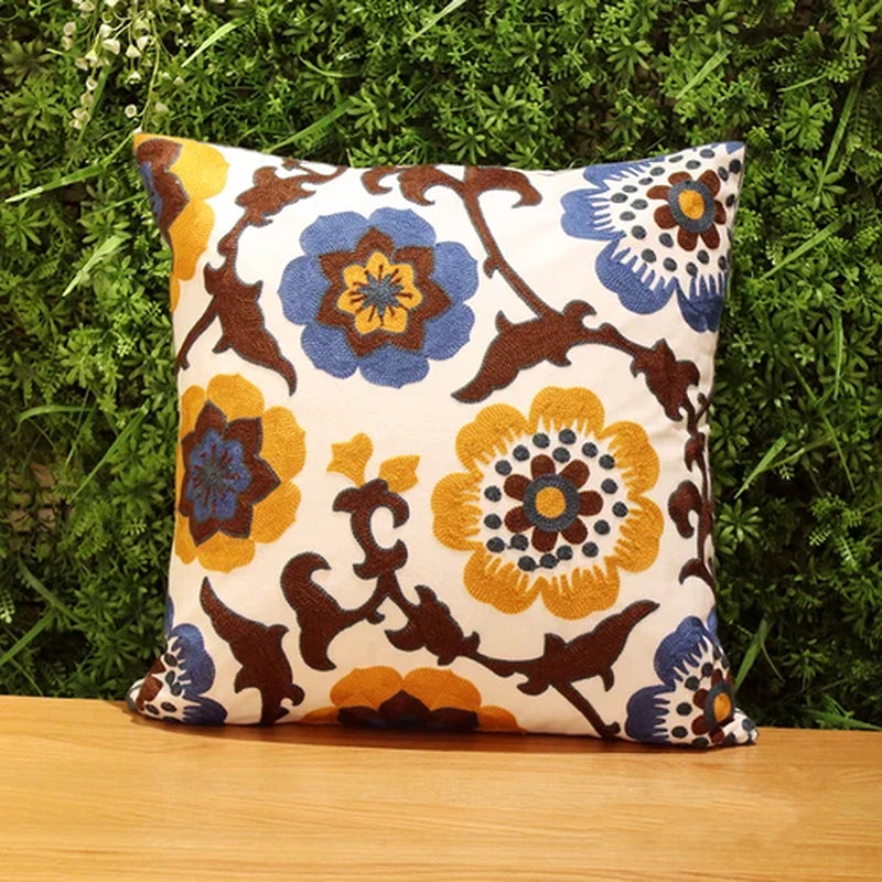 Pastoral Retro Embroidered Cushion Cover, Home Decor,Throw Pillow Cover,Nordic Style,Sofa,Living Room Cotton Pillowcases,45X45Cm