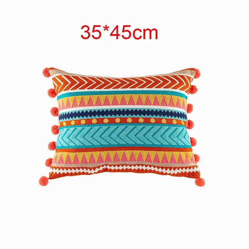 Boho Ethnic Style Sofa Decorative Pillows Covers Lengthen Flower Embroidered Cushion 60*30 for Bedroom Sofa Chair Lumbar Pillow