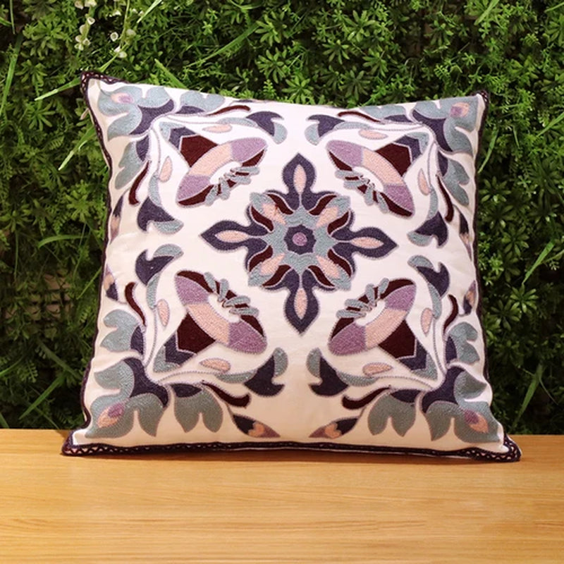 Pastoral Retro Embroidered Cushion Cover, Home Decor,Throw Pillow Cover,Nordic Style,Sofa,Living Room Cotton Pillowcases,45X45Cm
