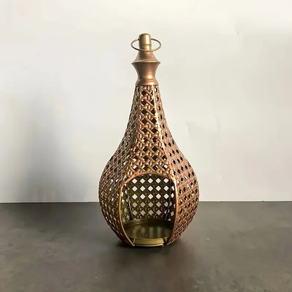Moroccan Style Iron Art Hollow Retro Candle Holder Hanging Lantern Home Decor Craft Ornament for Home Living Room Garden