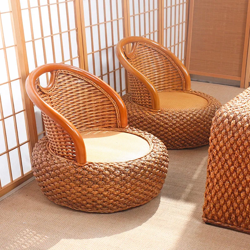 Chaise basse en rotin style Japonais