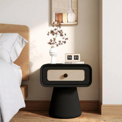 table basse d appoint en rotin tresse & bois