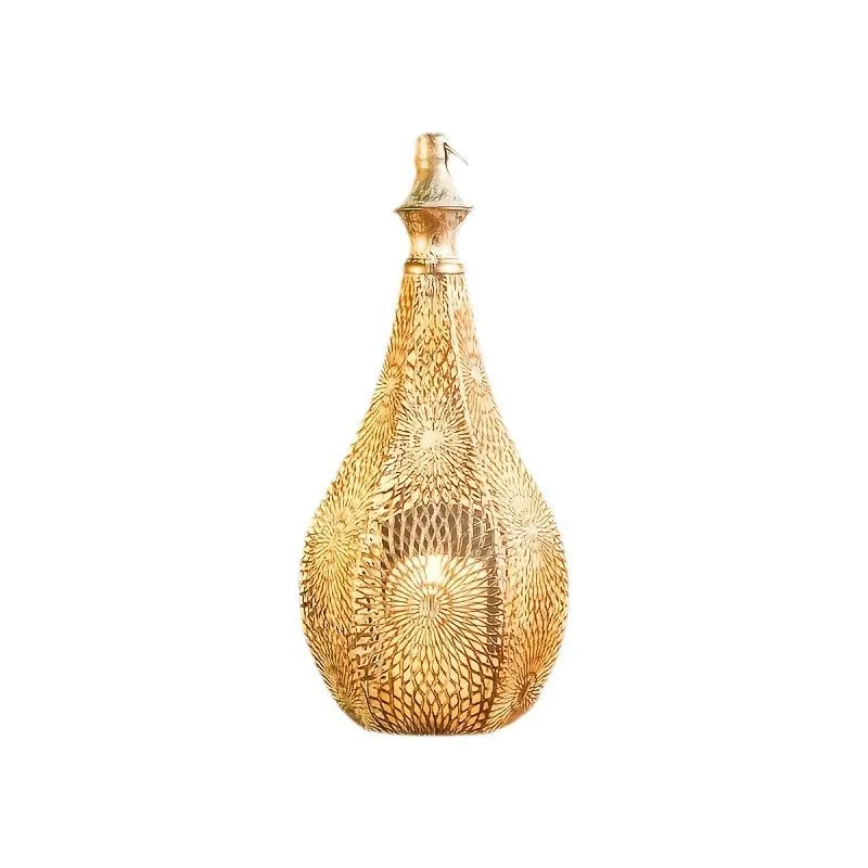 Moroccan Style Iron Art Hollow Retro Candle Holder Hanging Lantern Home Decor Craft Ornament for Home Living Room Garden
