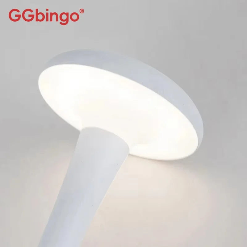 Ggbingo Mushroom Table Lamp, USB-C Rechargeable Wireless Touch Creative Night Light for Hotel, Bedroom & Home Atmosphere