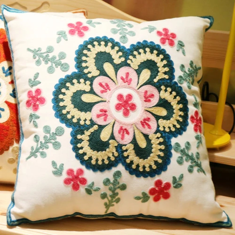 Pastoral Retro Embroidered Cushion Cover, Home Decor,Throw Pillow Cover,Nordic Style,Sofa,Living Room Cotton Pillowcases,45X45Cm