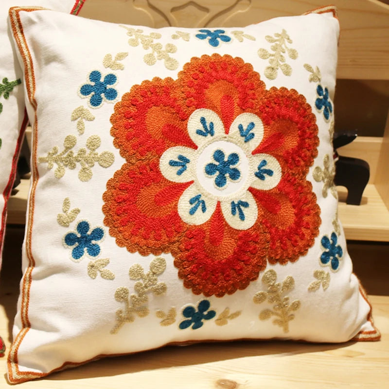 Pastoral Retro Embroidered Cushion Cover, Home Decor,Throw Pillow Cover,Nordic Style,Sofa,Living Room Cotton Pillowcases,45X45Cm