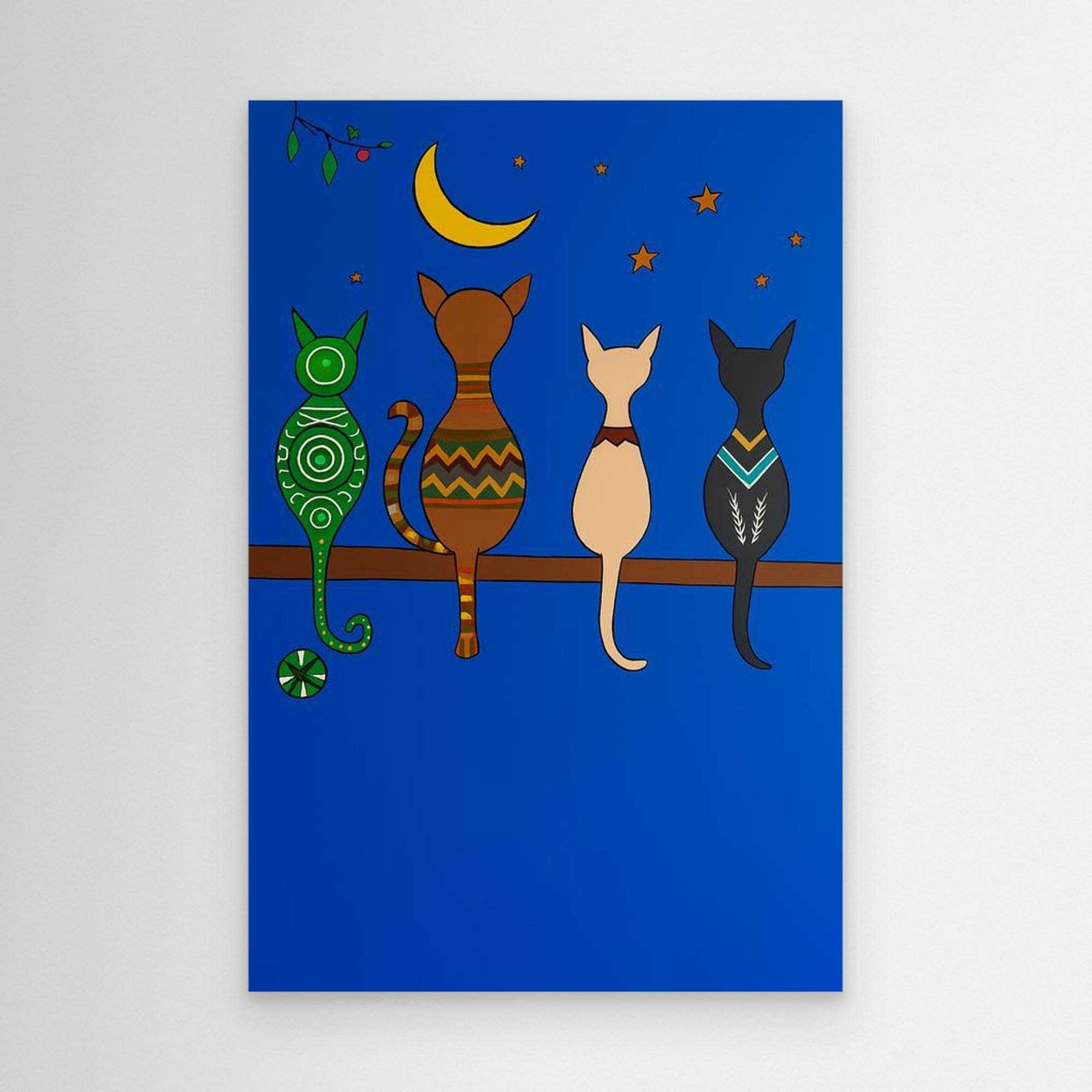 Cats looking at the Moon 