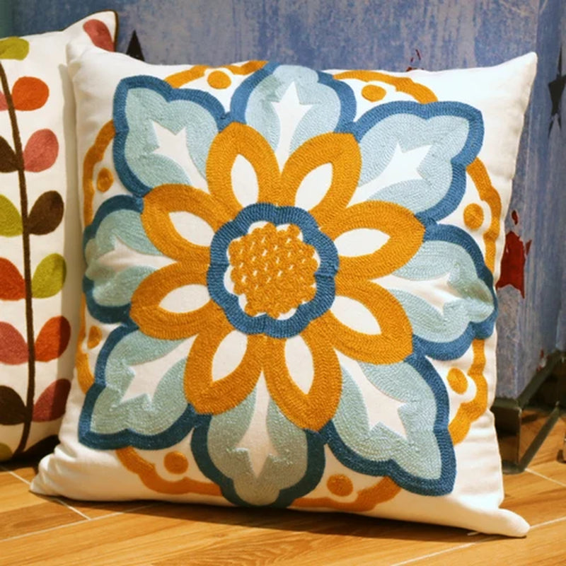 Pastoral Retro Embroidered Cushion Cover, Home Decor,Throw Pillow Cover,Nordic Style,Sofa,Living Room Cotton Pillowcases,45X45Cm