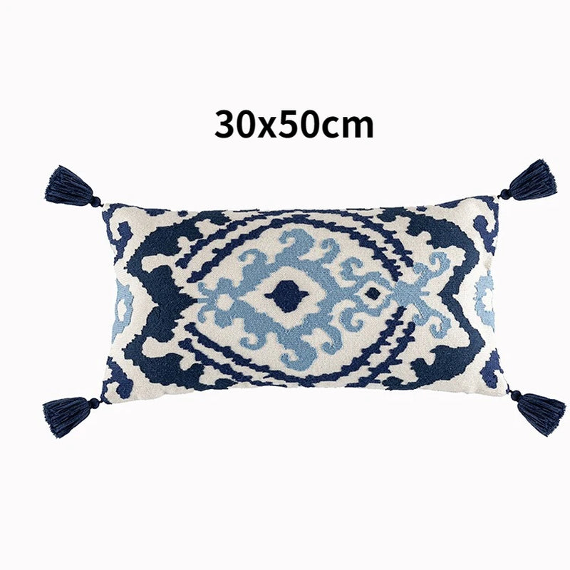 Boho Ethnic Style Sofa Decorative Pillows Covers Lengthen Flower Embroidered Cushion 60*30 for Bedroom Sofa Chair Lumbar Pillow