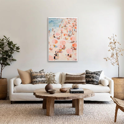 Canvas murale impression Tableau - OceanVibe™ - Parasols Roses