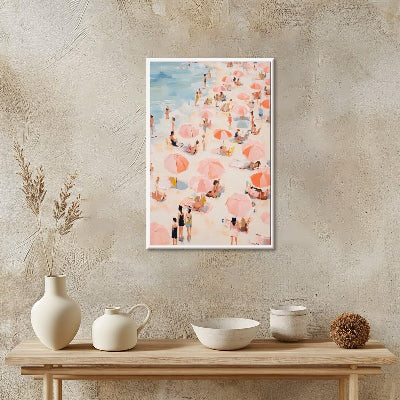 Canvas murale impression Tableau - OceanVibe™ - Parasols Roses