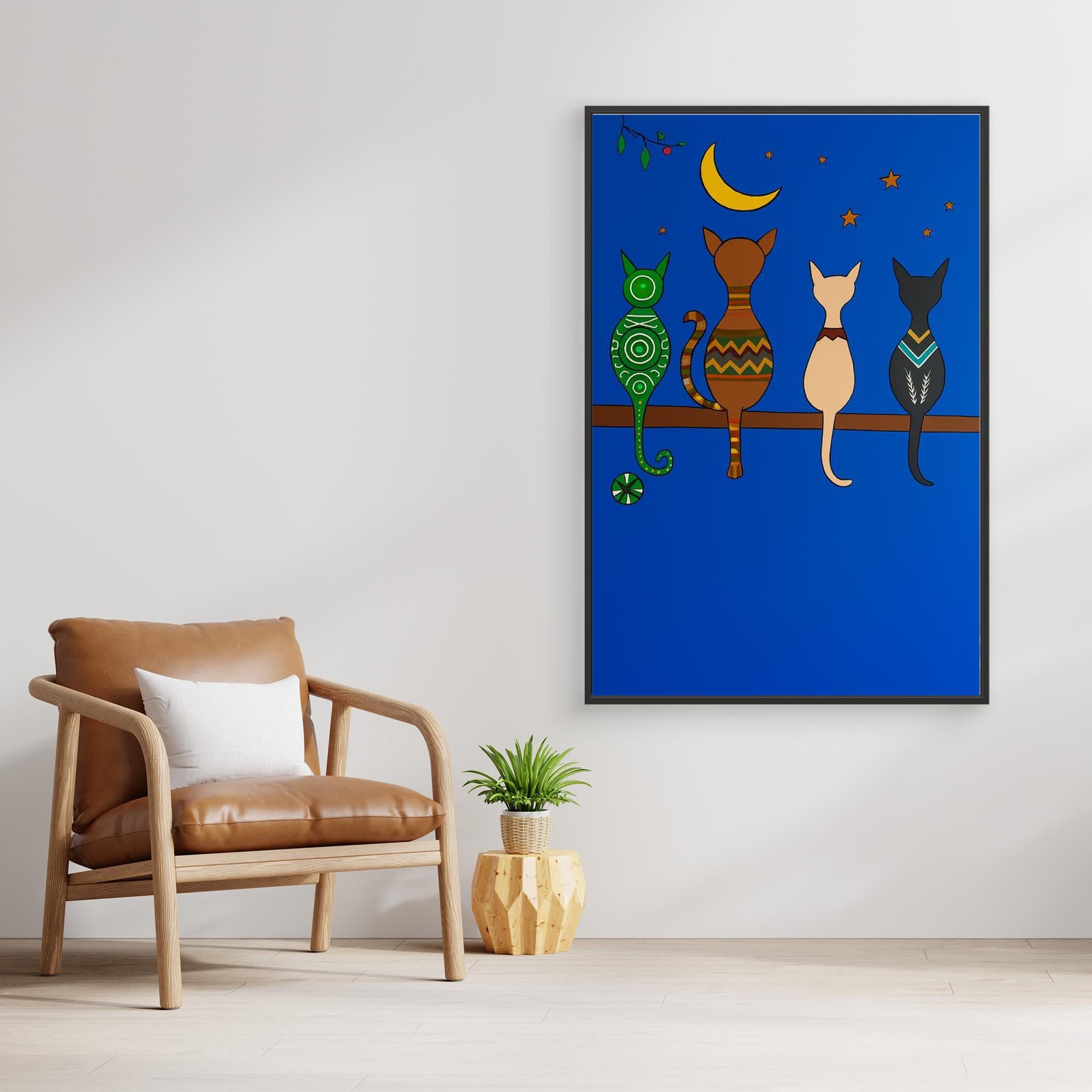 Cats looking at the Moon 