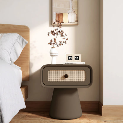 table basse d appoint en rotin tresse & bois