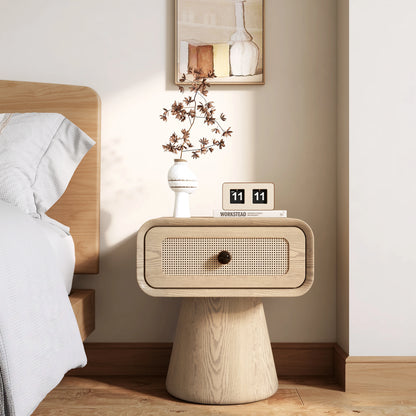 table basse d appoint en rotin tresse & bois