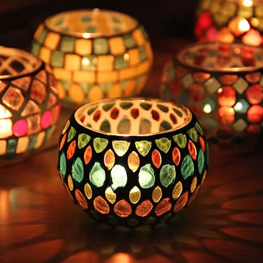 vase a chandelle mosaic en verre