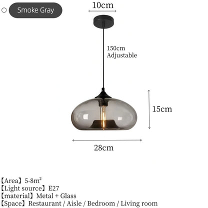 Minimalist LED Glass Hanging Light Nordic Creative Circular Pendant Light Cafe Kitchen Island Living Room Decor Pendant Lamp