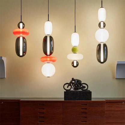 2025 Post Modern Bedside Chandelier Creative Color Candy Pendant Lamp Italian Design Restaurant Display Window Glass Pendant Lamp