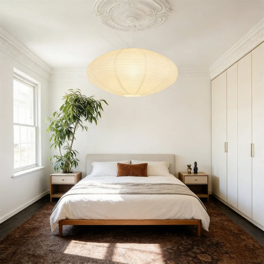 2pcs White Oval Paper Lantern Lampshade Chinese Foldable Ceiling Light Lampshade Hanging Home Decor for Living Room Bedroom