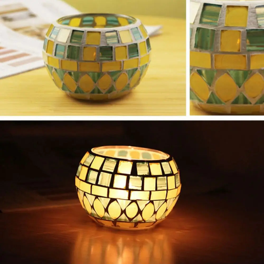 vase a chandelle mosaic en verre