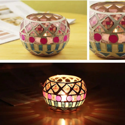 vase a chandelle mosaic en verre