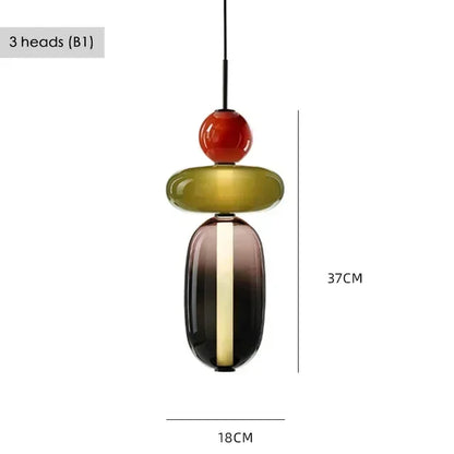 Modern Colorful Glass Hanging Pendant Light Chandelier for Loft Living Room Restaurant Nordic Coffee Restaurant Lighting Fixture
