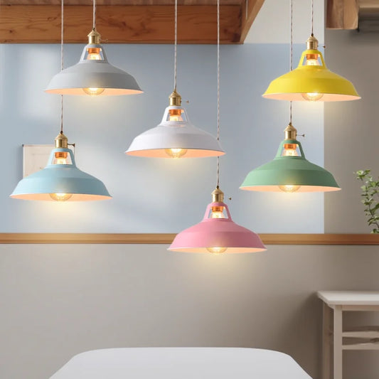 Pendant Light Retro Industrial Colorful Restaurant Kitchen Home Ceiling Lamp Vintage Hanging Light Lampshade Decorative Lamps