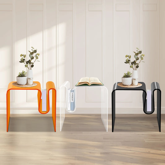 table basse d appoint en acrylique design courbe et couleur varier