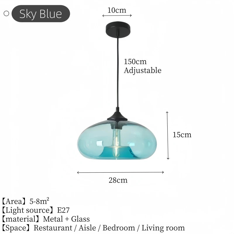 Minimalist LED Glass Hanging Light Nordic Creative Circular Pendant Light Cafe Kitchen Island Living Room Decor Pendant Lamp