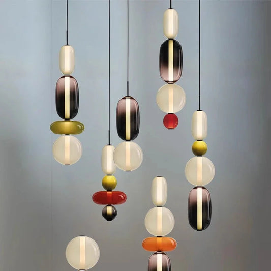2025 Post Modern Bedside Chandelier Creative Color Candy Pendant Lamp Italian Design Restaurant Display Window Glass Pendant Lamp