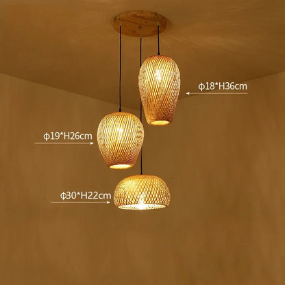 chandelier japonais en rotin