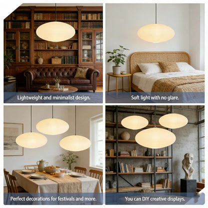 2pcs White Oval Paper Lantern Lampshade Chinese Foldable Ceiling Light Lampshade Hanging Home Decor for Living Room Bedroom