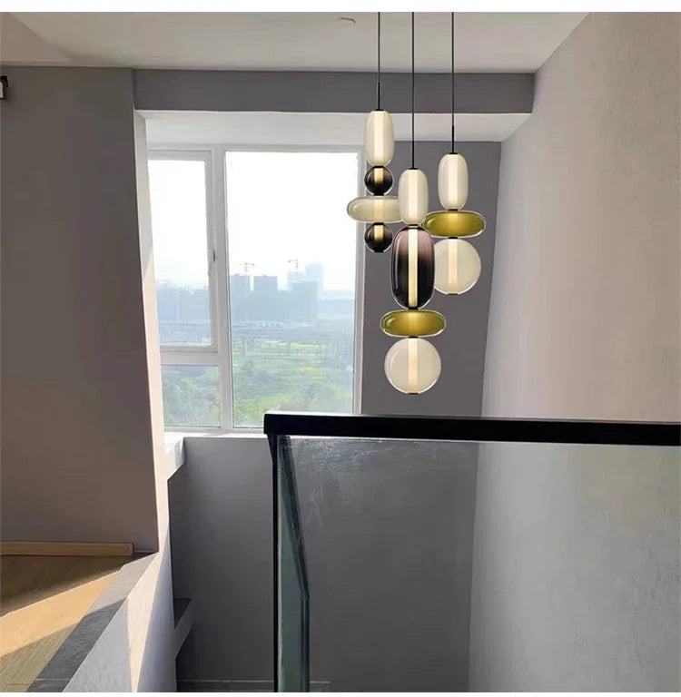 2025 Post Modern Bedside Chandelier Creative Color Candy Pendant Lamp Italian Design Restaurant Display Window Glass Pendant Lamp