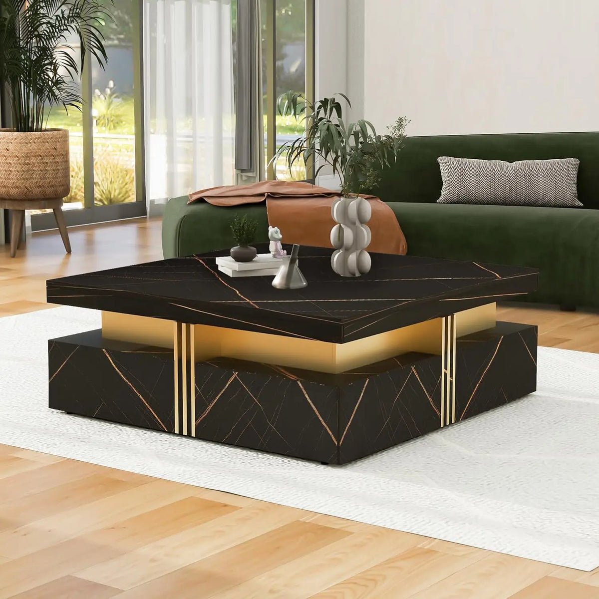 Modern round Movable Coffee Table with Casters, 2 Drawers, Marble Pattern Sintered Stone Top, White, 29.5", Customized