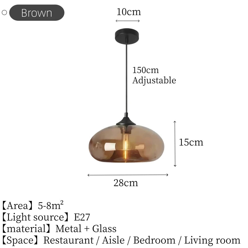 Minimalist LED Glass Hanging Light Nordic Creative Circular Pendant Light Cafe Kitchen Island Living Room Decor Pendant Lamp
