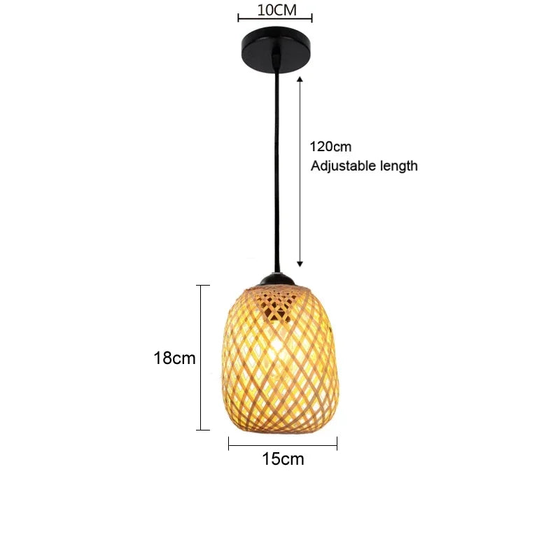 chandelier japonais en rotin