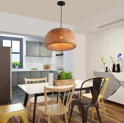 2025 Bamboo Pendant Lamps Hand Knitted Chinese Style Weaving Hanging Lamps 26Cm Restaurant Home Decor Lighting Fixtures HOT