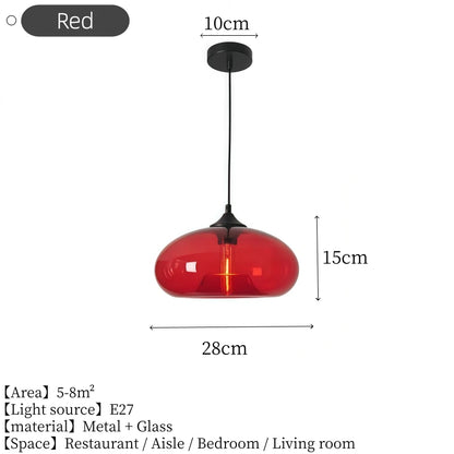 Minimalist LED Glass Hanging Light Nordic Creative Circular Pendant Light Cafe Kitchen Island Living Room Decor Pendant Lamp