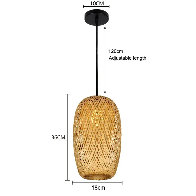 chandelier japonais en rotin