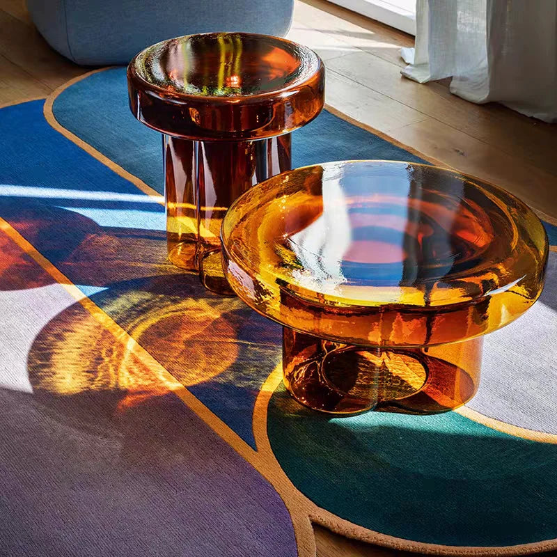 table basse d appoint colorful en verre fait a la main , salon & chambre