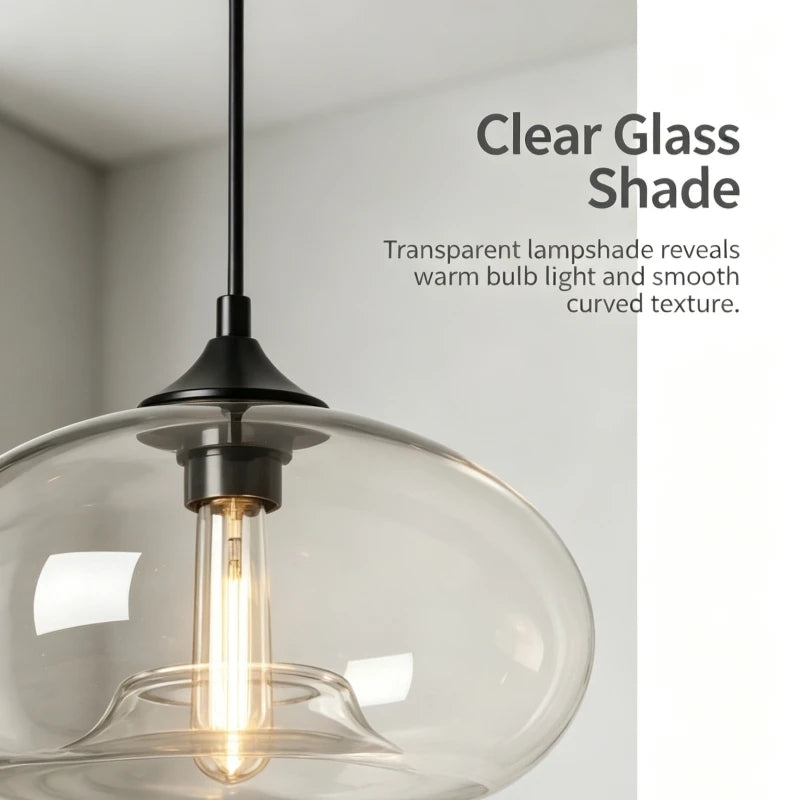 Minimalist LED Glass Hanging Light Nordic Creative Circular Pendant Light Cafe Kitchen Island Living Room Decor Pendant Lamp