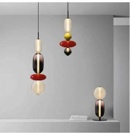 2025 Post Modern Bedside Chandelier Creative Color Candy Pendant Lamp Italian Design Restaurant Display Window Glass Pendant Lamp
