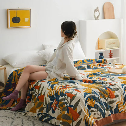 Nordic Throw Blankets Cotton Gauze Bedroom Leisure Bedspread on the Bed Boho Decor Sofa Blanket Sheet Double Cooling Quilt Thin