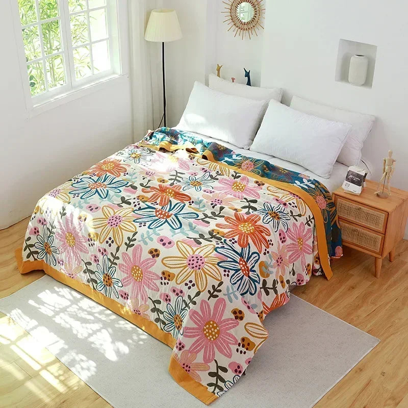 Nordic Throw Blankets Cotton Gauze Bedroom Leisure Bedspread on the Bed Boho Decor Sofa Blanket Sheet Double Cooling Quilt Thin