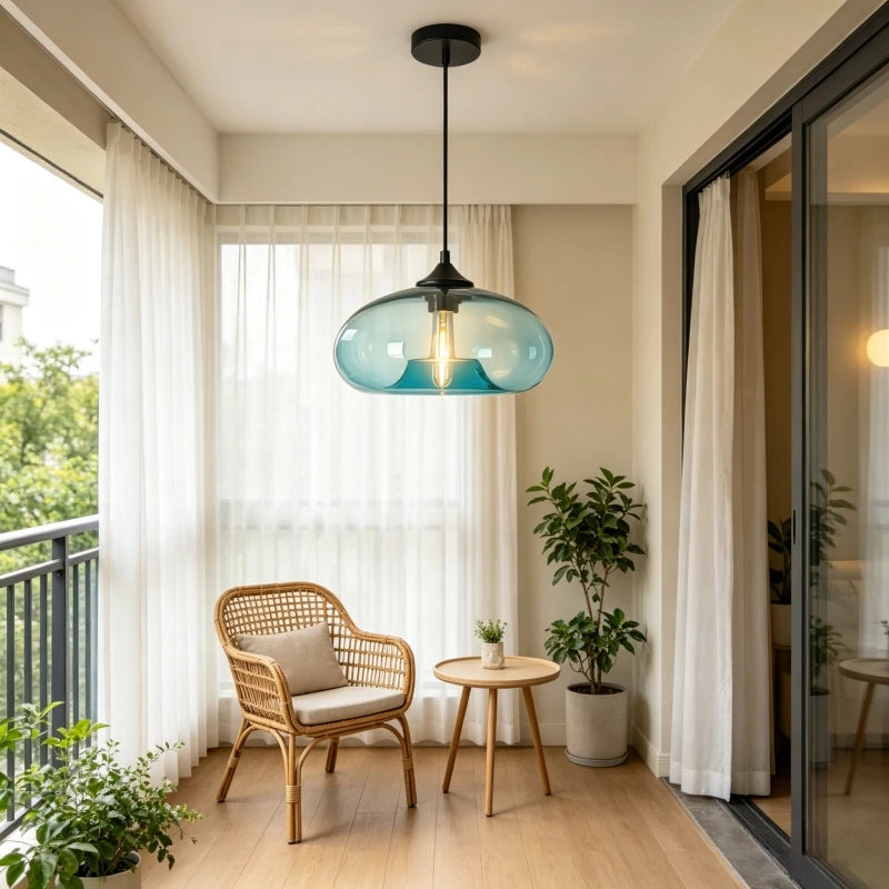 Minimalist LED Glass Hanging Light Nordic Creative Circular Pendant Light Cafe Kitchen Island Living Room Decor Pendant Lamp