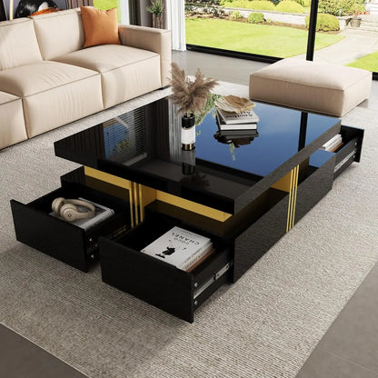 Modern round Movable Coffee Table with Casters, 2 Drawers, Marble Pattern Sintered Stone Top, White, 29.5", Customized