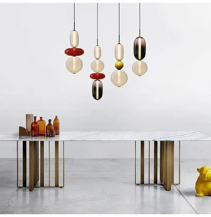 2025 Post Modern Bedside Chandelier Creative Color Candy Pendant Lamp Italian Design Restaurant Display Window Glass Pendant Lamp