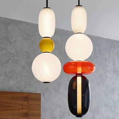 Modern Colorful Glass Hanging Pendant Light Chandelier for Loft Living Room Restaurant Nordic Coffee Restaurant Lighting Fixture